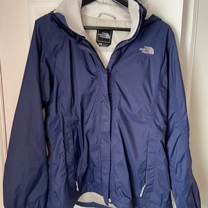 Northface women’s rain jacket, size large, navy blue